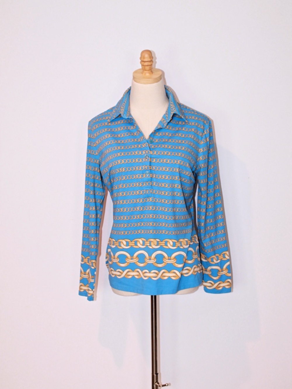 J. McLaughlin Catalina Cloth Long Sleeve Gold Chain Link Top Size (M)